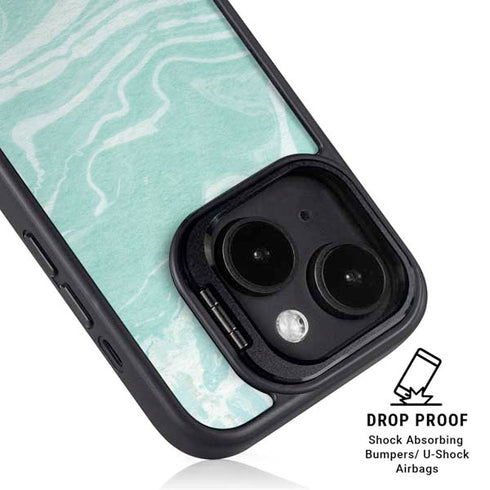 Mint Marbling iPhone 15 Kickstand Case